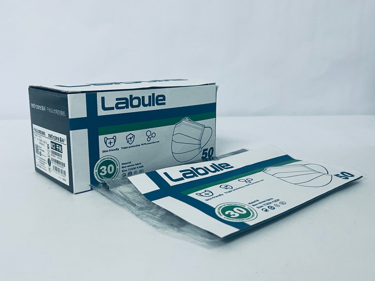 Labule Individually Wrapped - 4-Layer Filter Disposable Black Mask Single