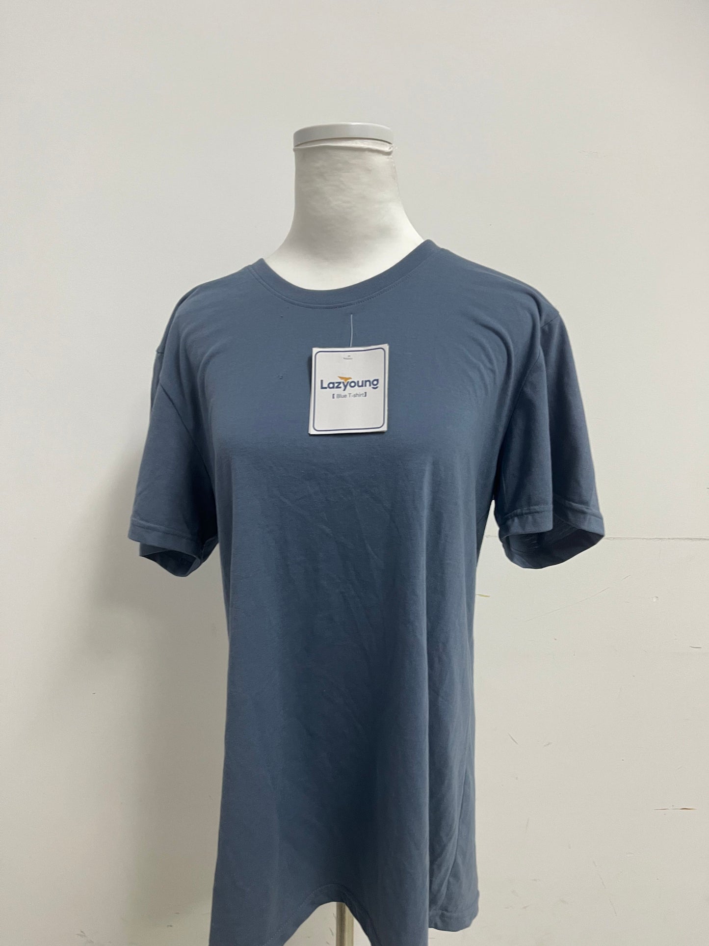 Lazyoung Blue T-Shirt - Classic Crew Neck Oversized Fit for Effortless Style