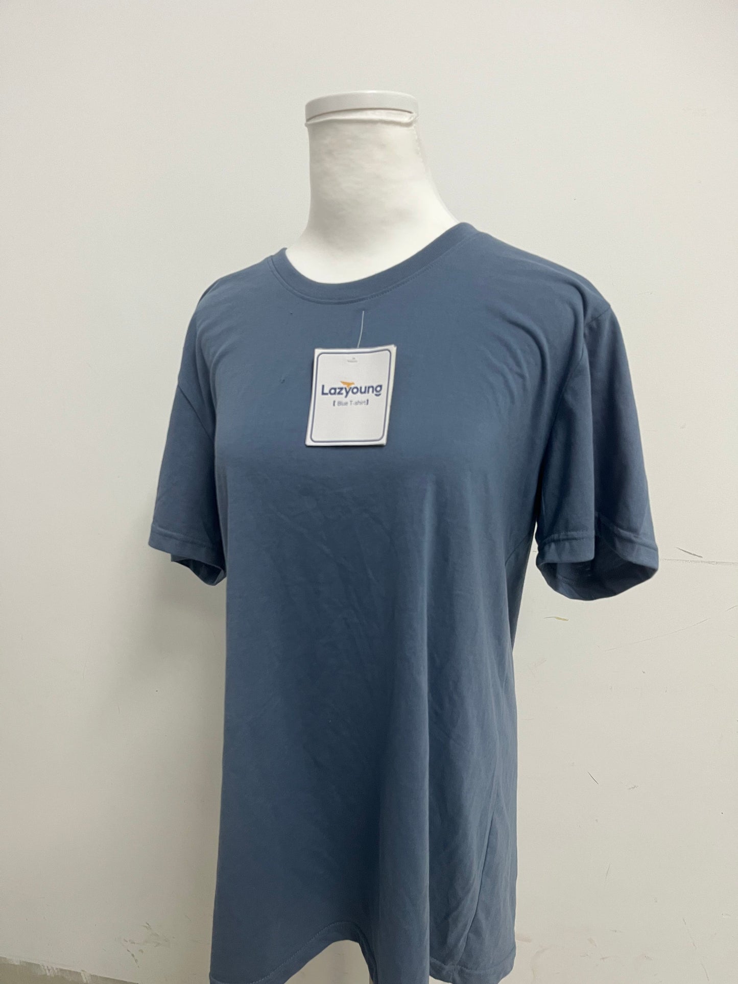 Lazyoung Blue T-Shirt - Classic Crew Neck Oversized Fit for Effortless Style