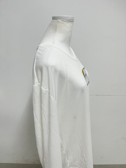 Leafish White V-Neck Long-Sleeve Casual T-Shirt