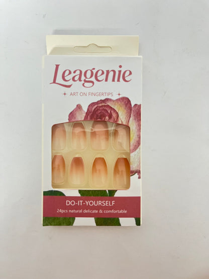 Leagenie Pink French Press on Nails, Medium French Tip Fake Nails, Pink Acrylic Press on Nails, Nails Kits with Nails Glue 24 Pcs