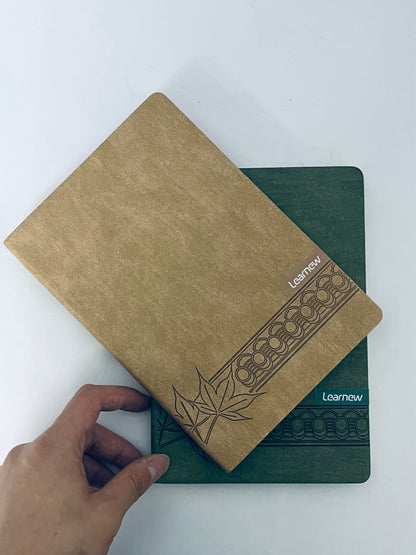 Learnew Small Notebook, Pocket Notebook, 2 Pack, Notebook A6, Blank,3.7" x 5.7"Leather, Brown, Green, 192 Pages Each, Hardcover, Mini Journal Notepad, Embossing Tree Design