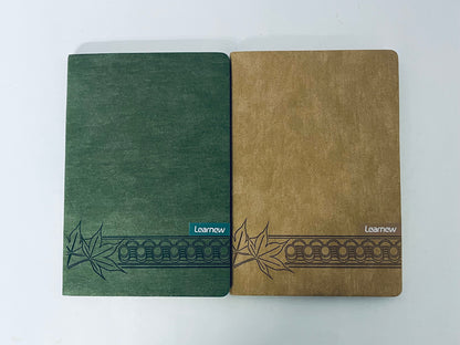 Learnew Small Notebook, Pocket Notebook, 2 Pack, Notebook A6, Blank,3.7" x 5.7"Leather, Brown, Green, 192 Pages Each, Hardcover, Mini Journal Notepad, Embossing Tree Design