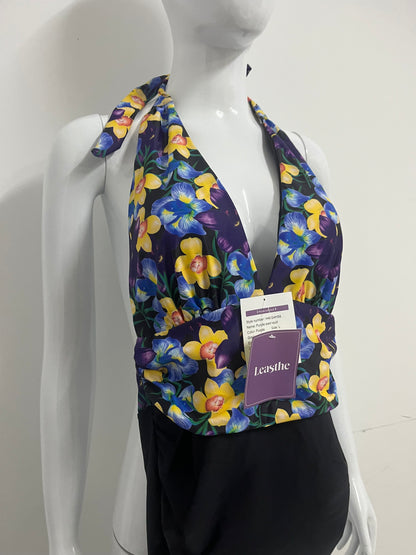 【Leasthe Floral Halter One-Piece Swimsuit】—— Vibrant & Flattering Swimwear for Confident Summer Days