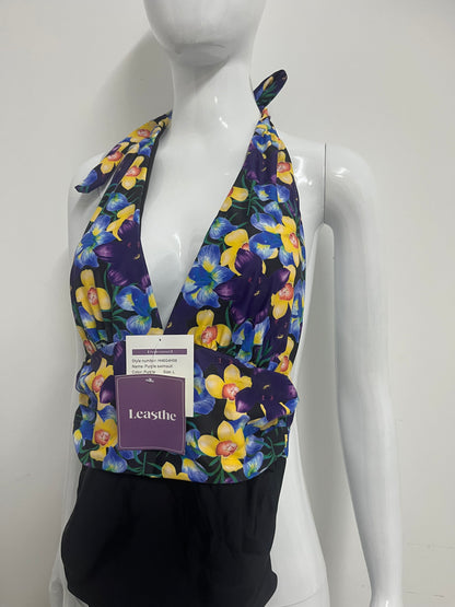 【Leasthe Floral Halter One-Piece Swimsuit】—— Vibrant & Flattering Swimwear for Confident Summer Days