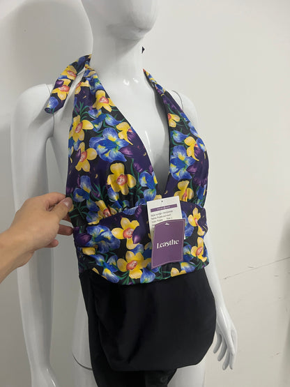 【Leasthe Floral Halter One-Piece Swimsuit】—— Vibrant & Flattering Swimwear for Confident Summer Days