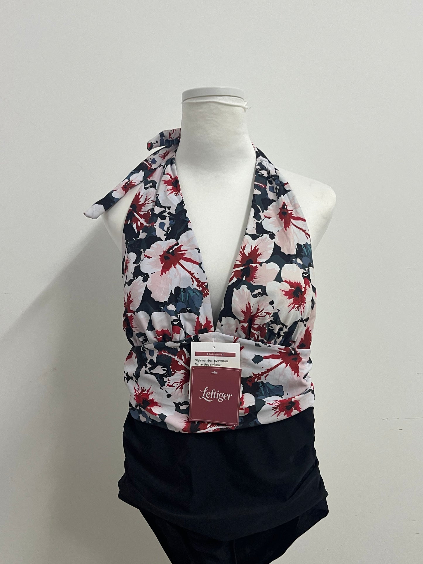 Leftiger Swimsuits - Navy Floral Halter Wrap Top (S/M/L Sizes)