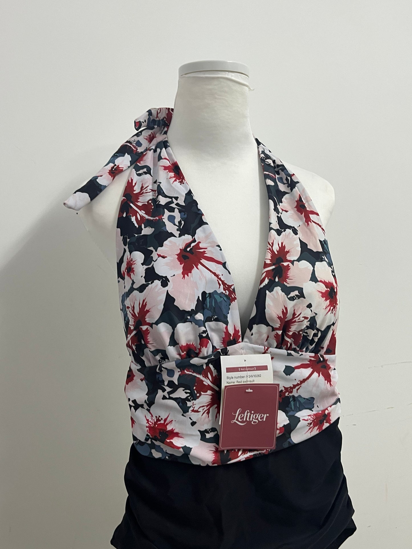 Leftiger Swimsuits - Navy Floral Halter Wrap Top (S/M/L Sizes)