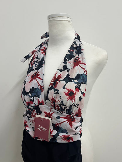 Leftiger Swimsuits - Navy Floral Halter Wrap Top (S/M/L Sizes)