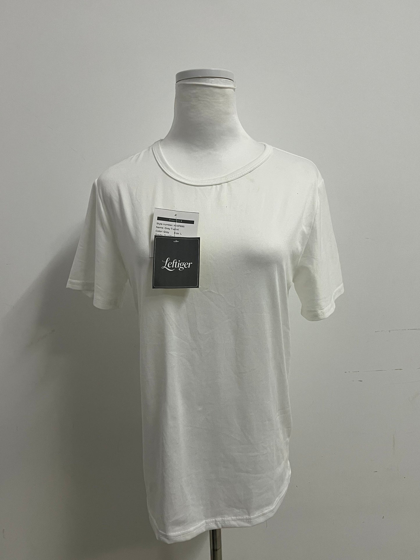 Leftiger Basic White Crew Neck T-Shirt (Relaxed Fit)