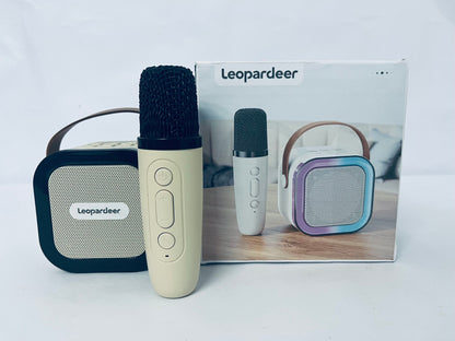 Leopardeer Mini Karaoke Machine Speaker for Kids Adults,Portable Bluetooth with 1 Wireless Microphone