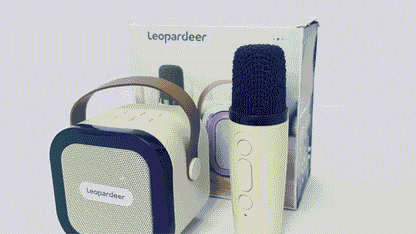 Leopardeer Mini Karaoke Machine Speaker for Kids Adults,Portable Bluetooth with 1 Wireless Microphone