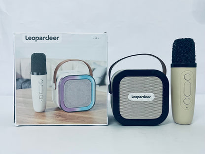 Leopardeer Mini Karaoke Machine Speaker for Kids Adults,Portable Bluetooth with 1 Wireless Microphone