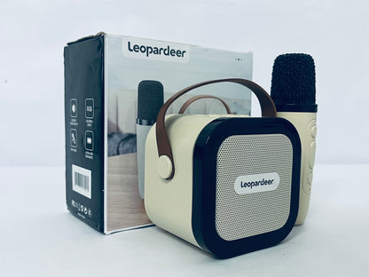 Leopardeer Mini Karaoke Machine Speaker for Kids Adults,Portable Bluetooth with 1 Wireless Microphone