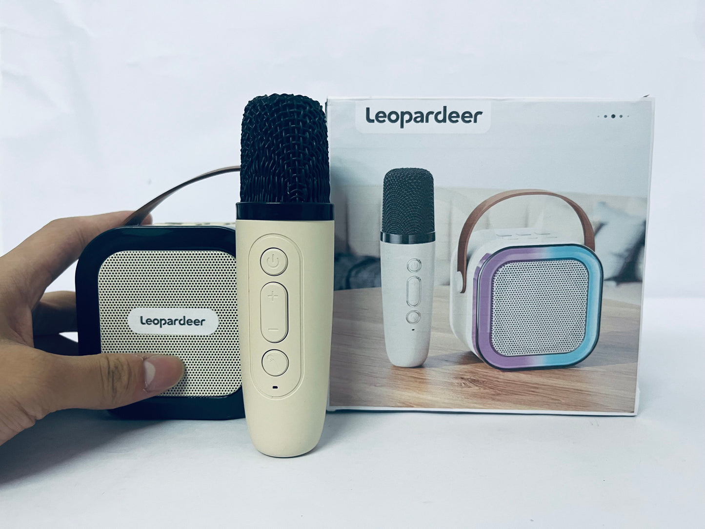 Leopardeer Mini Karaoke Machine Speaker for Kids Adults,Portable Bluetooth with 1 Wireless Microphone