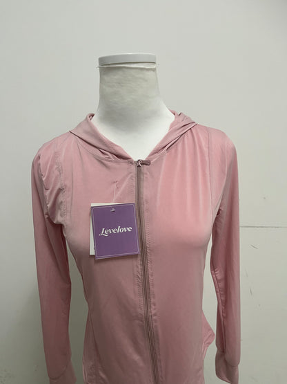 Levelove Pink Hooded Zipper Sports Jacket - Lightweight Breathable Slim-Fit Fitness Casual Top