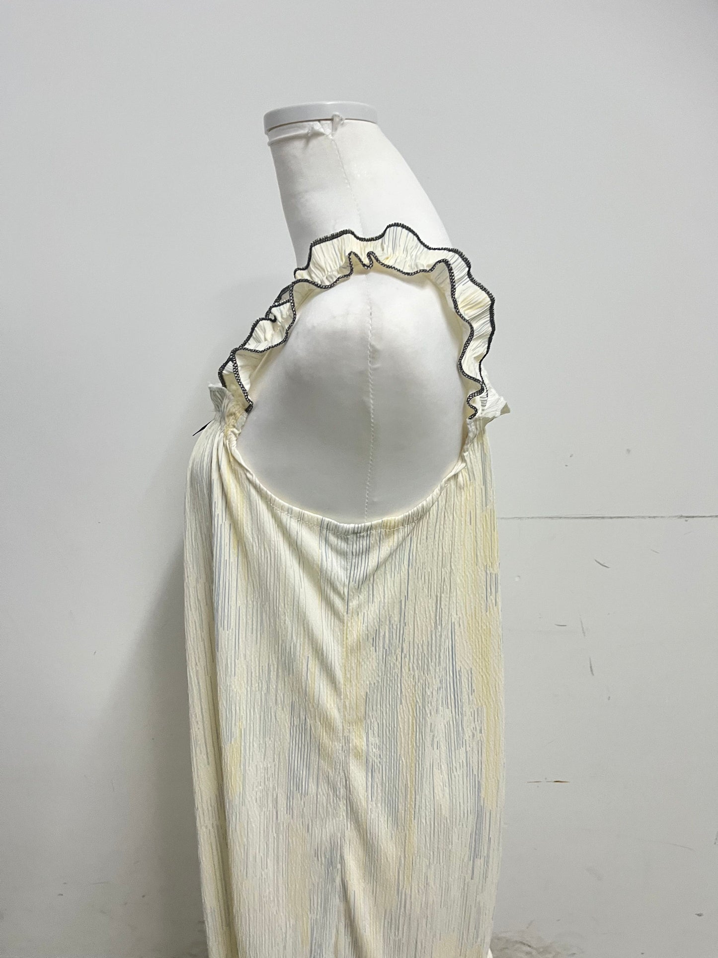 Levelove French Sweet Camisole Nightgown - Pleated Texture Breathable Home Long Dress
