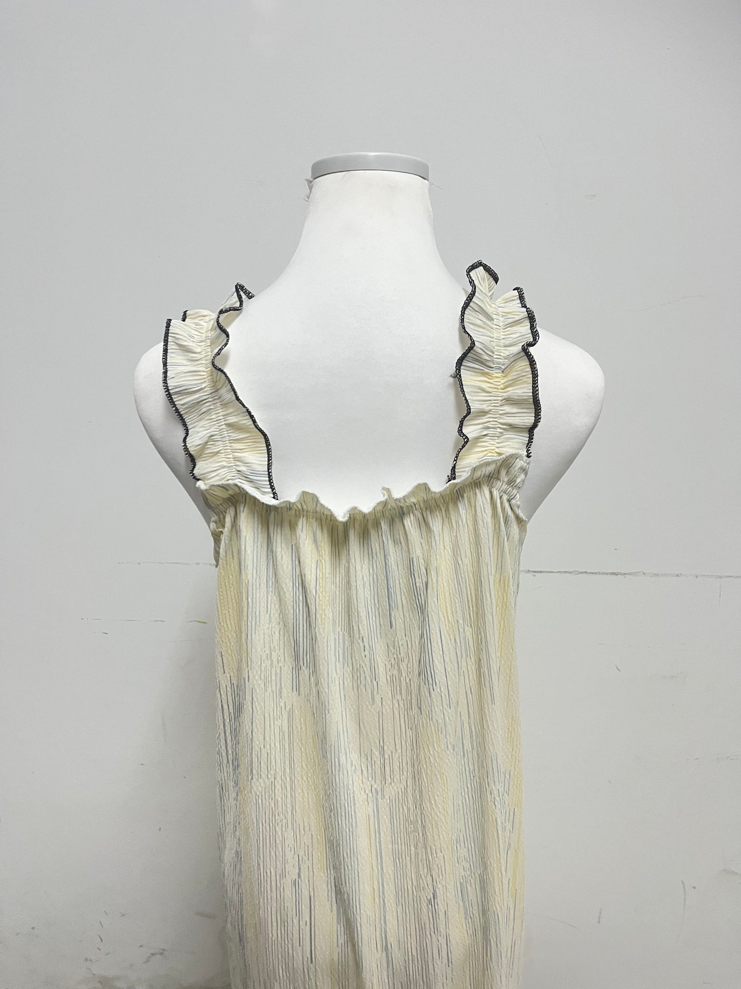 Levelove French Sweet Camisole Nightgown - Pleated Texture Breathable Home Long Dress