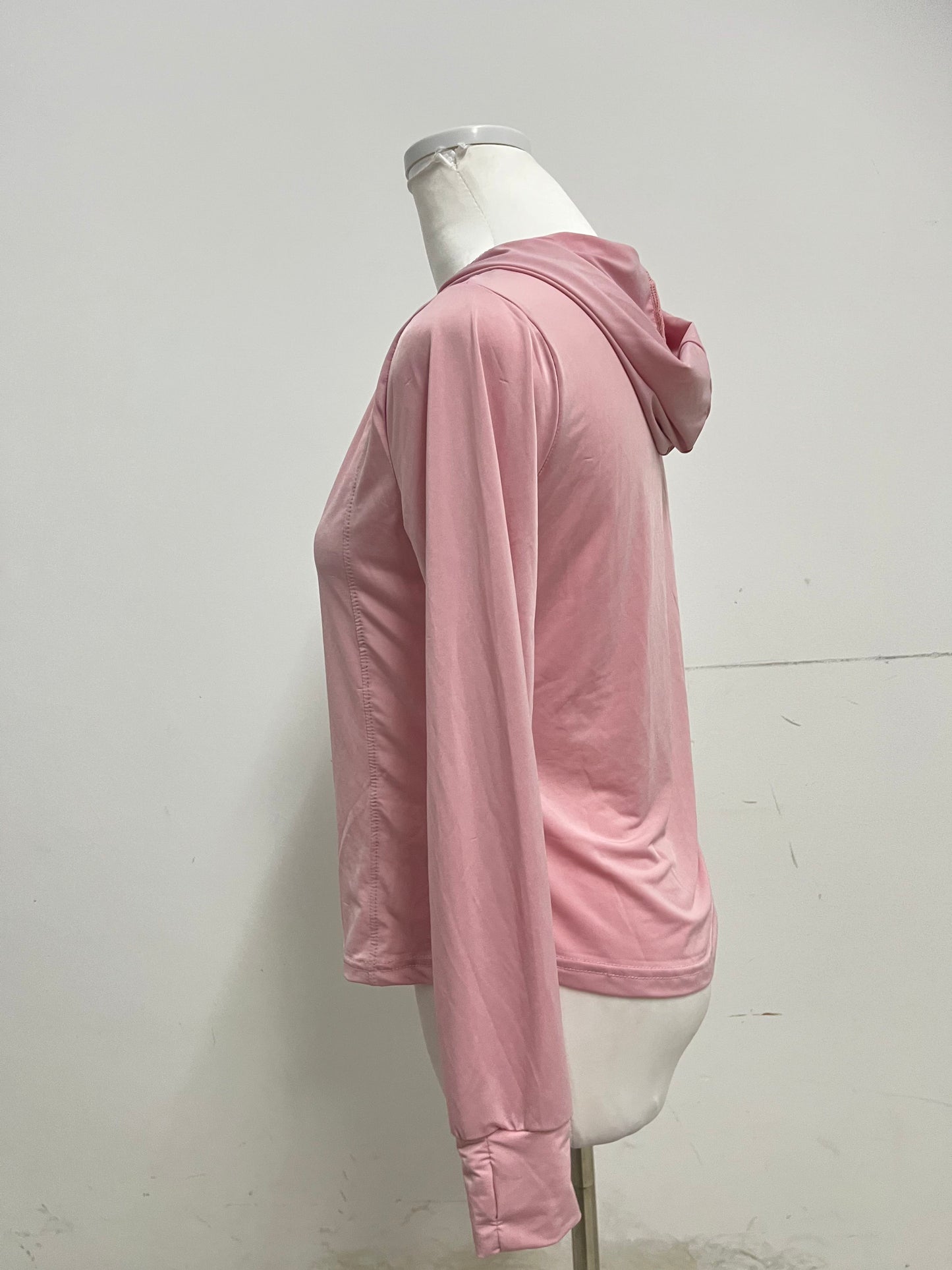 Levelove Pink Hooded Zipper Sports Jacket - Lightweight Breathable Slim-Fit Fitness Casual Top