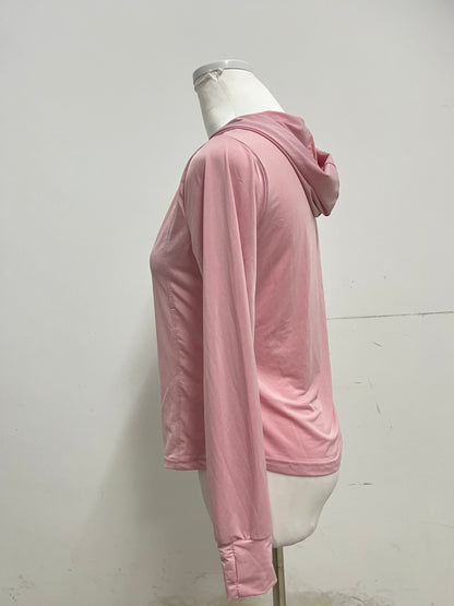 Levelove Pink Hooded Zipper Sports Jacket - Lightweight Breathable Slim-Fit Fitness Casual Top