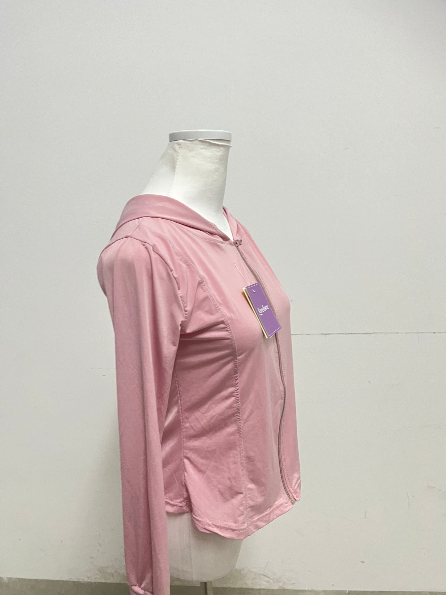 Levelove Pink Hooded Zipper Sports Jacket - Lightweight Breathable Slim-Fit Fitness Casual Top