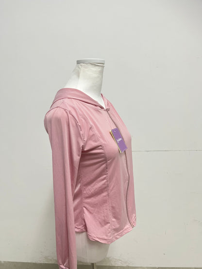 Levelove Pink Hooded Zipper Sports Jacket - Lightweight Breathable Slim-Fit Fitness Casual Top