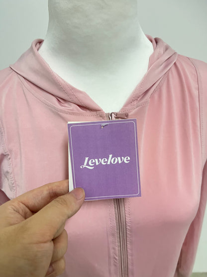 Levelove Pink Hooded Zipper Sports Jacket - Lightweight Breathable Slim-Fit Fitness Casual Top