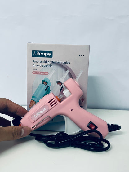 Lifeape Hot Melt Glue Gun, Anti-Scald & Quick Glue Dispensing, Pink Aesthetic, Must-Have for DIY Crafts & Home Repairs