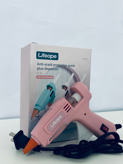 Lifeape Hot Melt Glue Gun, Anti-Scald & Quick Glue Dispensing, Pink Aesthetic, Must-Have for DIY Crafts & Home Repairs