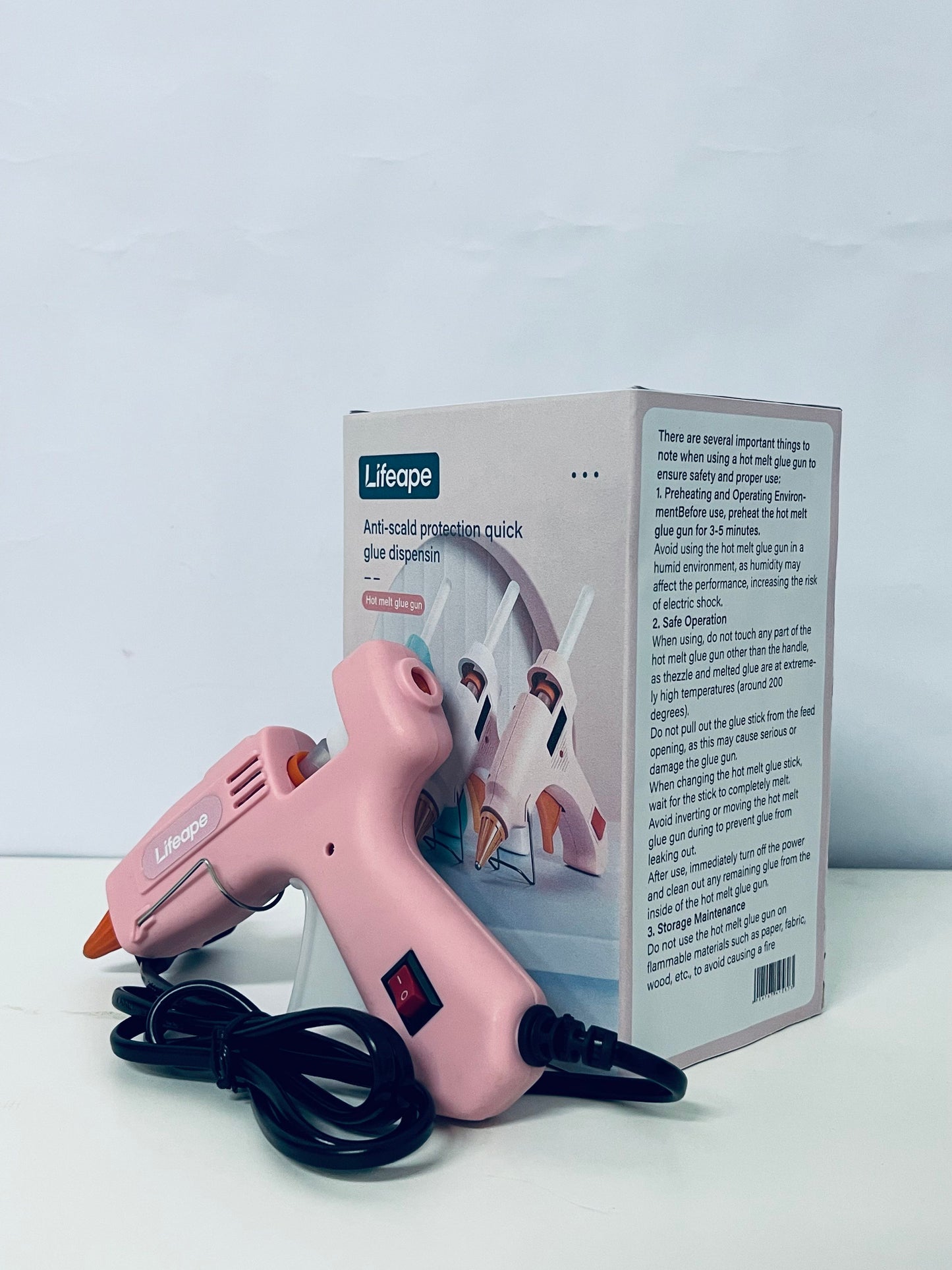 Lifeape Hot Melt Glue Gun, Anti-Scald & Quick Glue Dispensing, Pink Aesthetic, Must-Have for DIY Crafts & Home Repairs