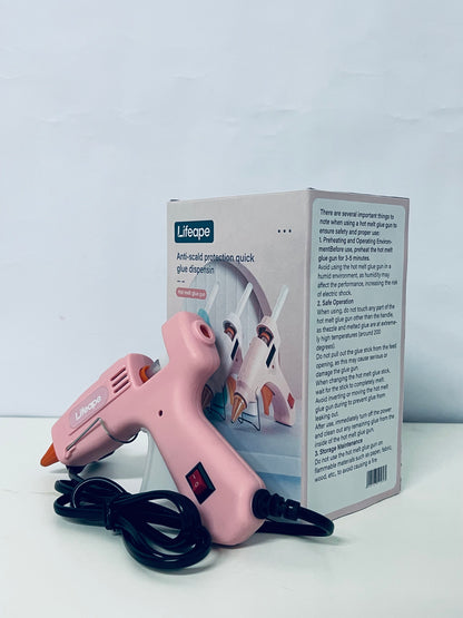 Lifeape Hot Melt Glue Gun, Anti-Scald & Quick Glue Dispensing, Pink Aesthetic, Must-Have for DIY Crafts & Home Repairs