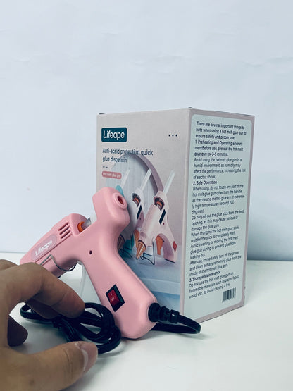 Lifeape Hot Melt Glue Gun, Anti-Scald & Quick Glue Dispensing, Pink Aesthetic, Must-Have for DIY Crafts & Home Repairs