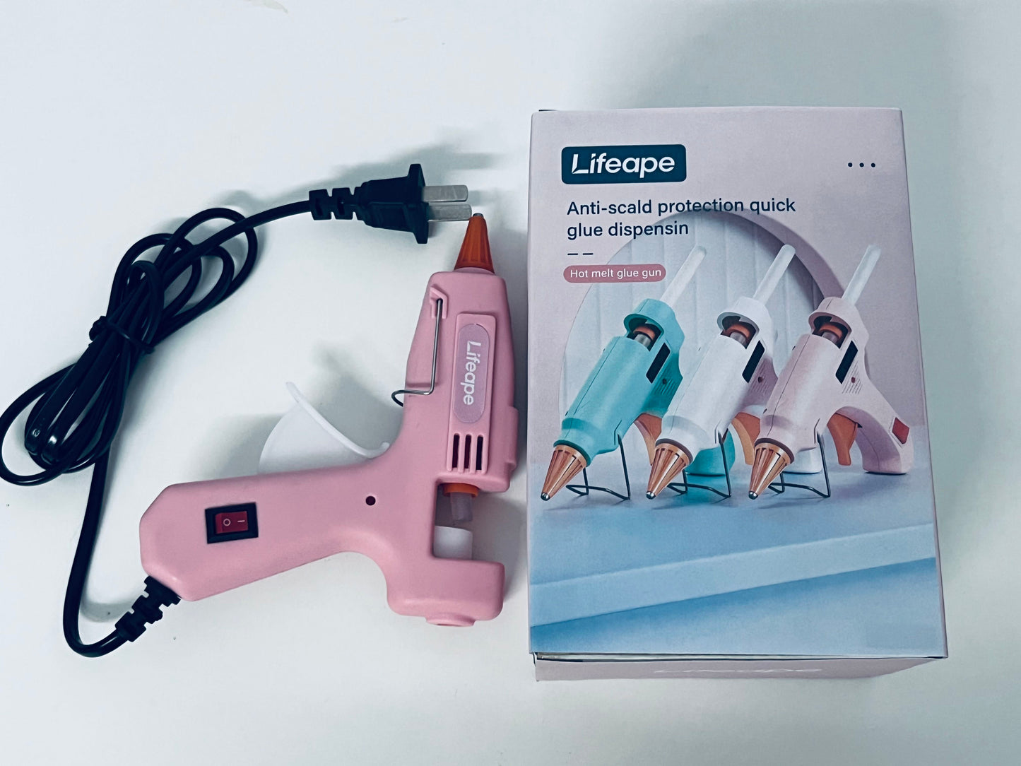 Lifeape Hot Melt Glue Gun, Anti-Scald & Quick Glue Dispensing, Pink Aesthetic, Must-Have for DIY Crafts & Home Repairs