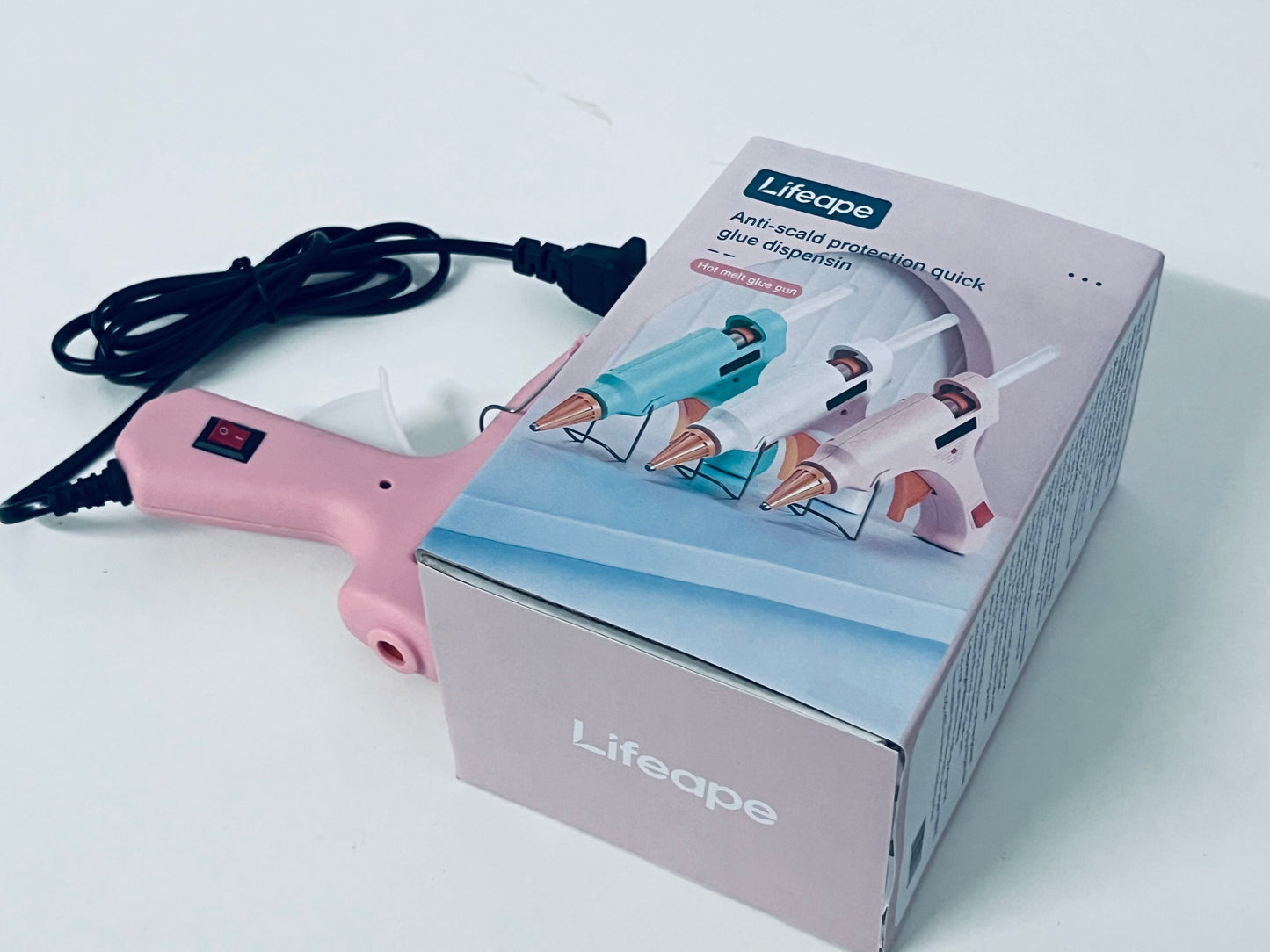 Lifeape Hot Melt Glue Gun, Anti-Scald & Quick Glue Dispensing, Pink Aesthetic, Must-Have for DIY Crafts & Home Repairs