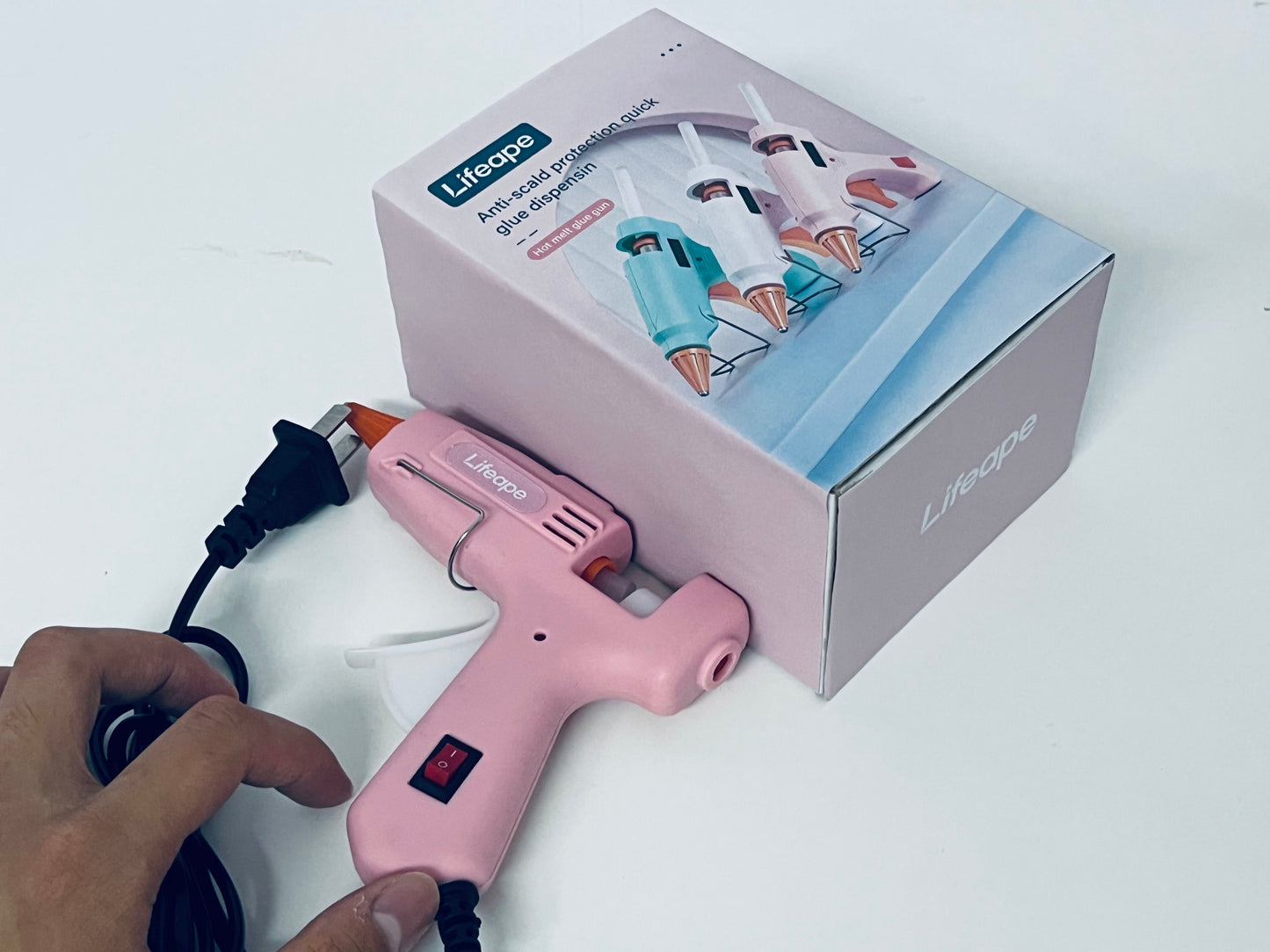 Lifeape Hot Melt Glue Gun, Anti-Scald & Quick Glue Dispensing, Pink Aesthetic, Must-Have for DIY Crafts & Home Repairs