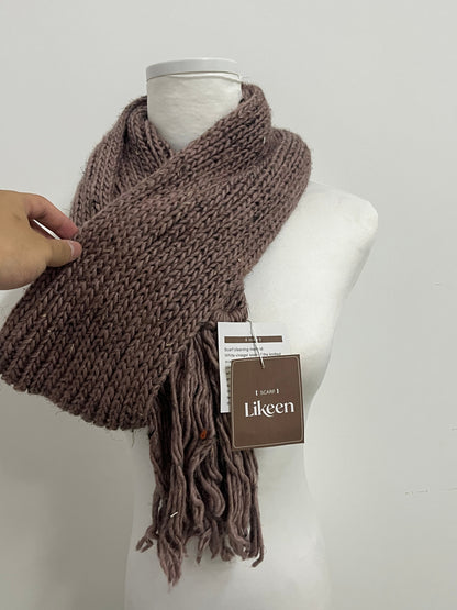 Likeen Chunky Knit Warm Tassel Scarf - Perfect Blend of Fashion and Warmth for Autumn & Winter