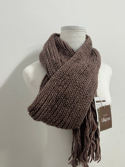 Likeen Chunky Knit Warm Tassel Scarf - Perfect Blend of Fashion and Warmth for Autumn & Winter
