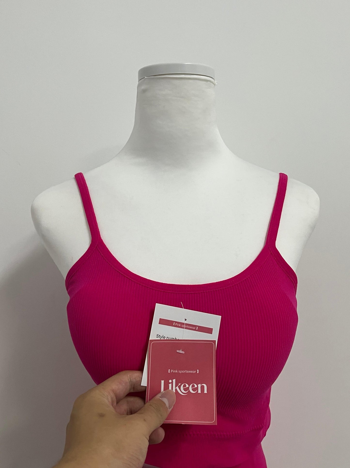 Likeen Pink Sports Set | Spaghetti Strap Cropped Top + High-Waisted Shorts - 2-Piece Set for Yoga, Workout & Casual Wear