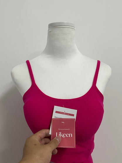 Likeen Pink Sports Set | Spaghetti Strap Cropped Top + High-Waisted Shorts - 2-Piece Set for Yoga, Workout & Casual Wear