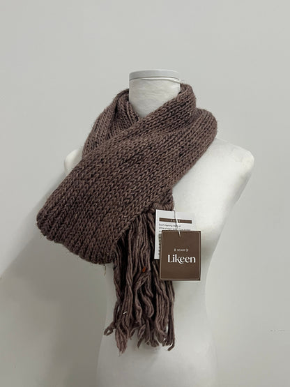 Likeen Chunky Knit Warm Tassel Scarf - Perfect Blend of Fashion and Warmth for Autumn & Winter