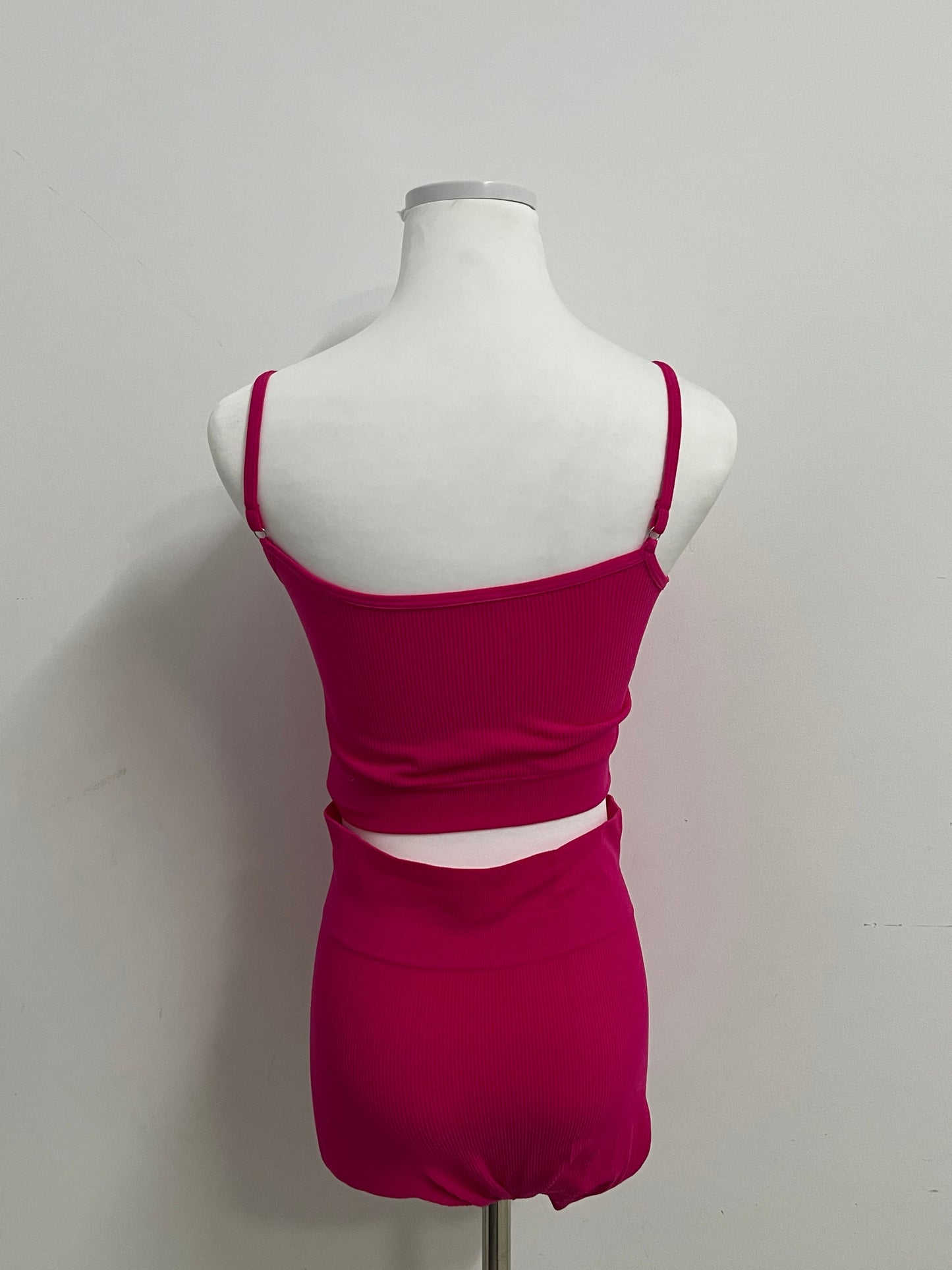 Likeen Pink Sports Set | Spaghetti Strap Cropped Top + High-Waisted Shorts - 2-Piece Set for Yoga, Workout & Casual Wear