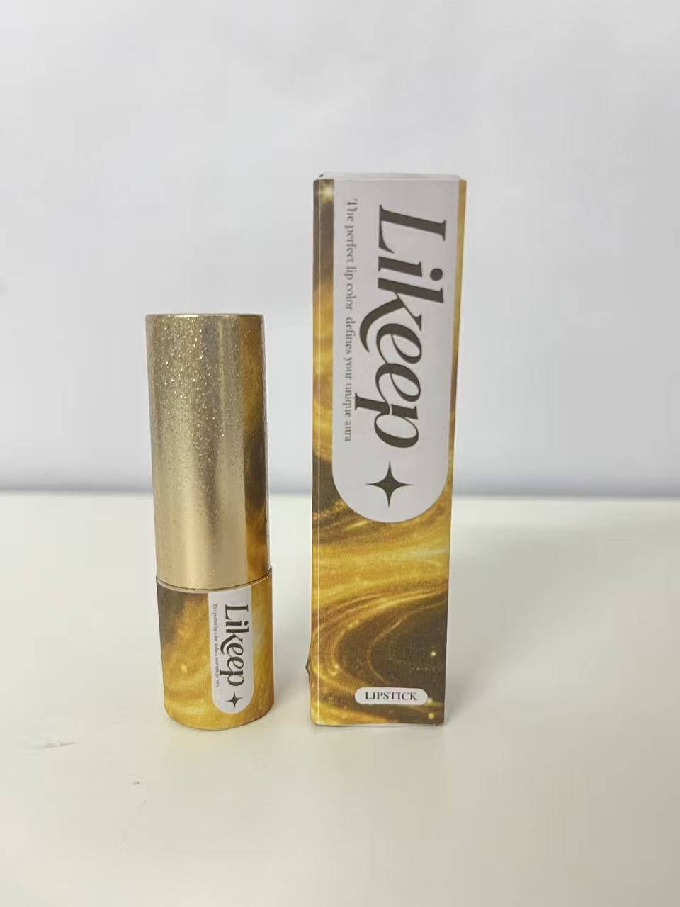 Likeep Lipstick - Matte Red-Brown Shade, Starry Gold Tube for Statement Lips