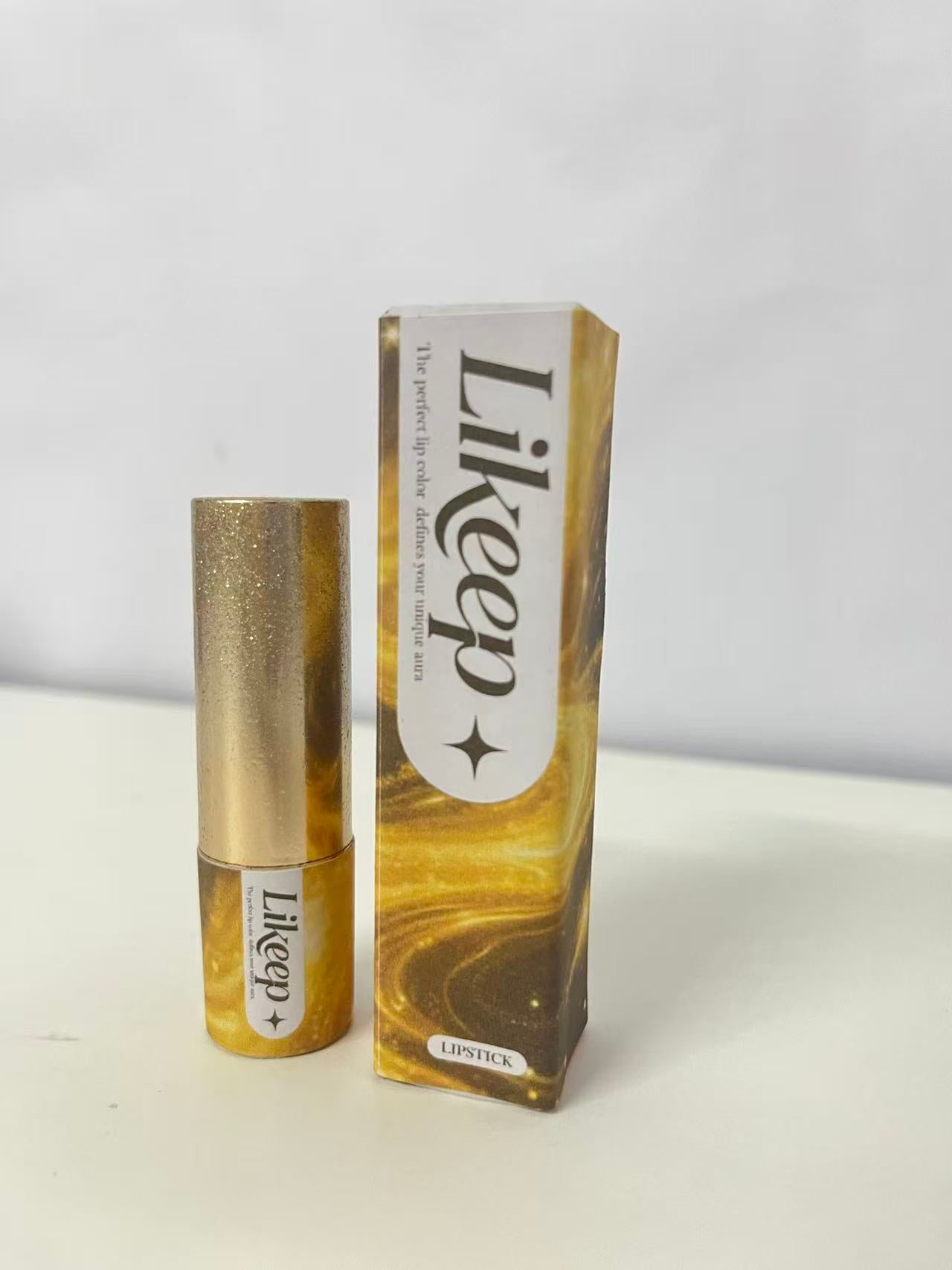 Likeep Lipstick - Matte Red-Brown Shade, Starry Gold Tube for Statement Lips
