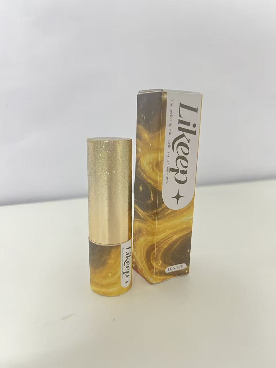 Likeep Lipstick - Matte Red-Brown Shade, Starry Gold Tube for Statement Lips