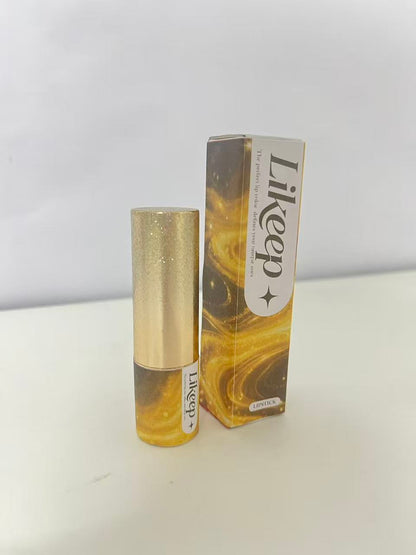 Likeep Lipstick - Matte Red-Brown Shade, Starry Gold Tube for Statement Lips