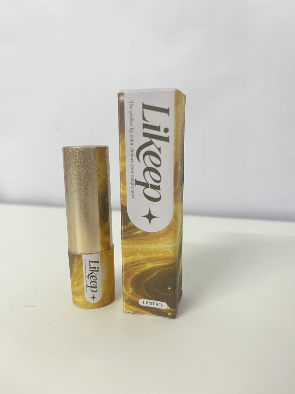 Likeep Lipstick - Matte Red-Brown Shade, Starry Gold Tube for Statement Lips