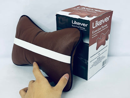 Likever Car Neck Pillows Both Side Pu Leather Headrest Fit for Most Cars Filled Fiber Universal Car Pillow (Coffee)