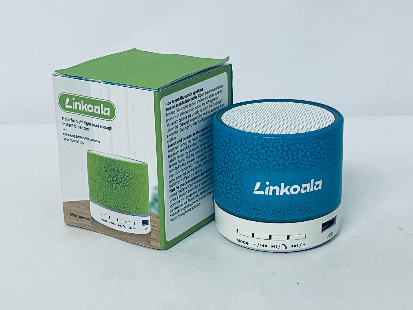 Linkoala Mini Bluetooth Speaker with Colorful Night Light | Long Battery Life Portable Wireless Small Speaker, Support Bluetooth/USB Multi-mode Playback