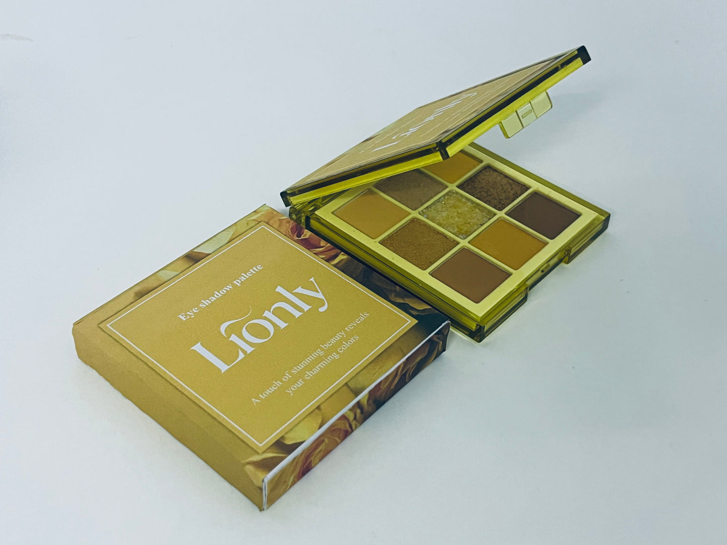 Lionly 9 Colors Golden Earth Eyeshadow Palette, Warm Brown Matte Shimmer Glitter Eyeshadow, Versatile for Daily, Office, Party Looks