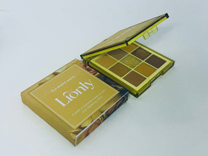 Lionly 9 Colors Golden Earth Eyeshadow Palette, Warm Brown Matte Shimmer Glitter Eyeshadow, Versatile for Daily, Office, Party Looks